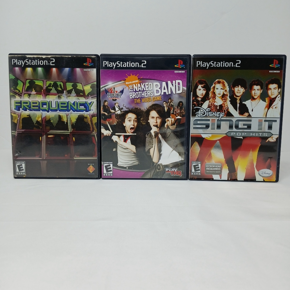 Playstation 2 Musical Video Lot Of 3 Frequency Sing It Pop Naked Brothers Band